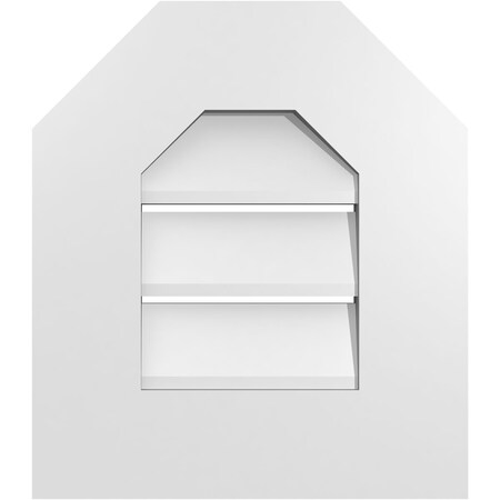 Ekena Millwork Octagonal Top Surface Mount PVC Gable Vent: Functional, w/ 3-1/2"W x 1"P Standard Frame, 14"W x 16"H GVPOT14X1601SF